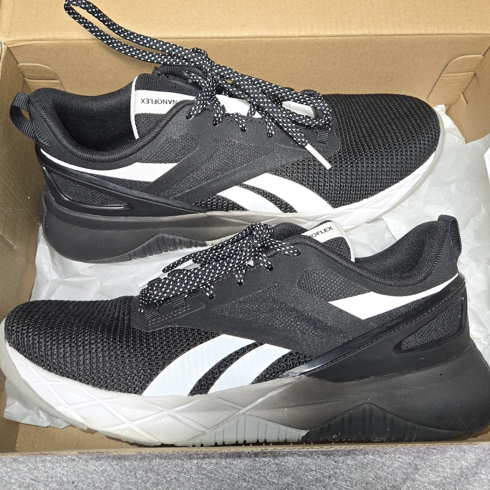 Reebok Womens Black and White Athletic Sneakers